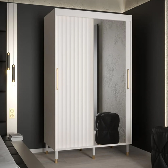 Read more about Adel ii mirrored wardrobe with 2 sliding doors 120cm in white