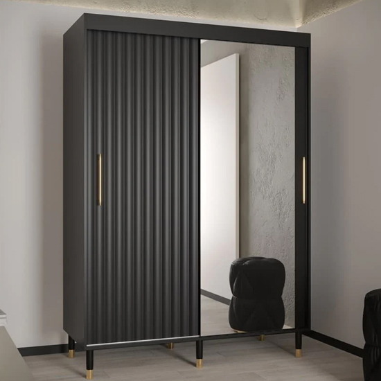 Read more about Adel ii mirrored wardrobe with 2 sliding doors 150cm in black