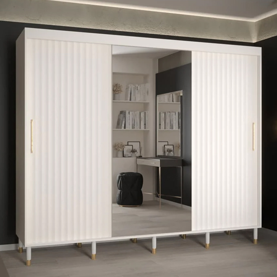 Read more about Adel ii mirrored wardrobe with 3 sliding doors 250cm in white
