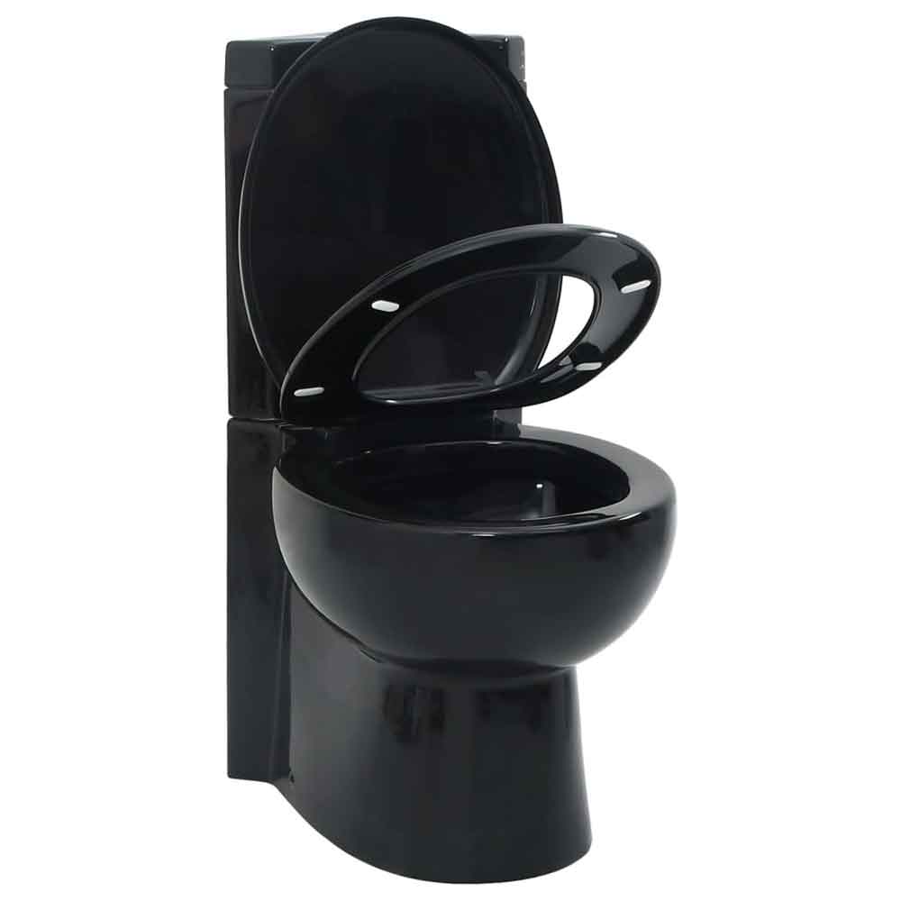 Adel Black Close Coupled Corner Toilet - Soft Close Seat