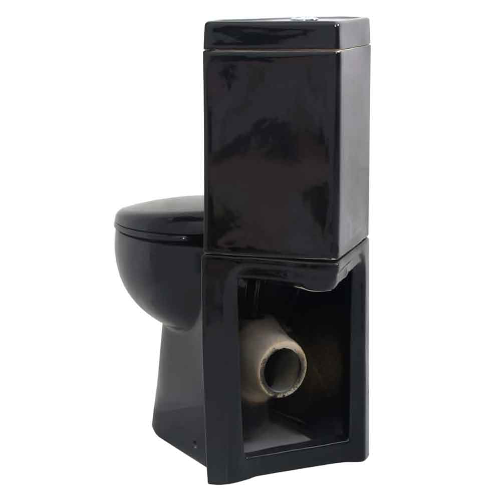 Adel Black Close Coupled Corner Toilet - Soft Close Seat