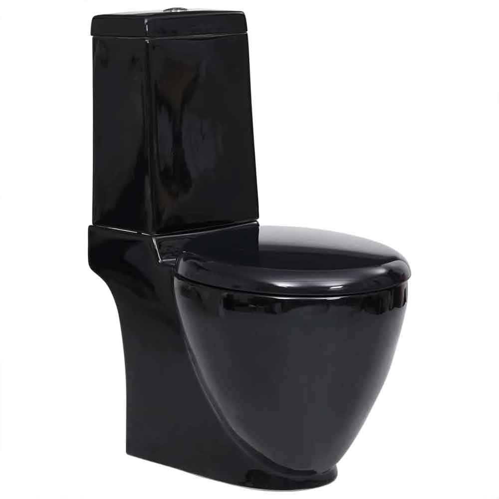 Ada Black Close Coupled Toilet With Vertical Outlet - Soft Close Seat