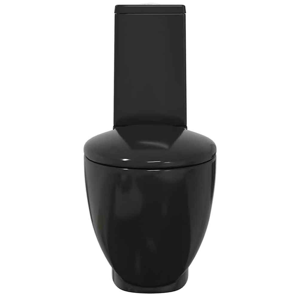 Ada Black Close Coupled Toilet With Vertical Outlet - Soft Close Seat