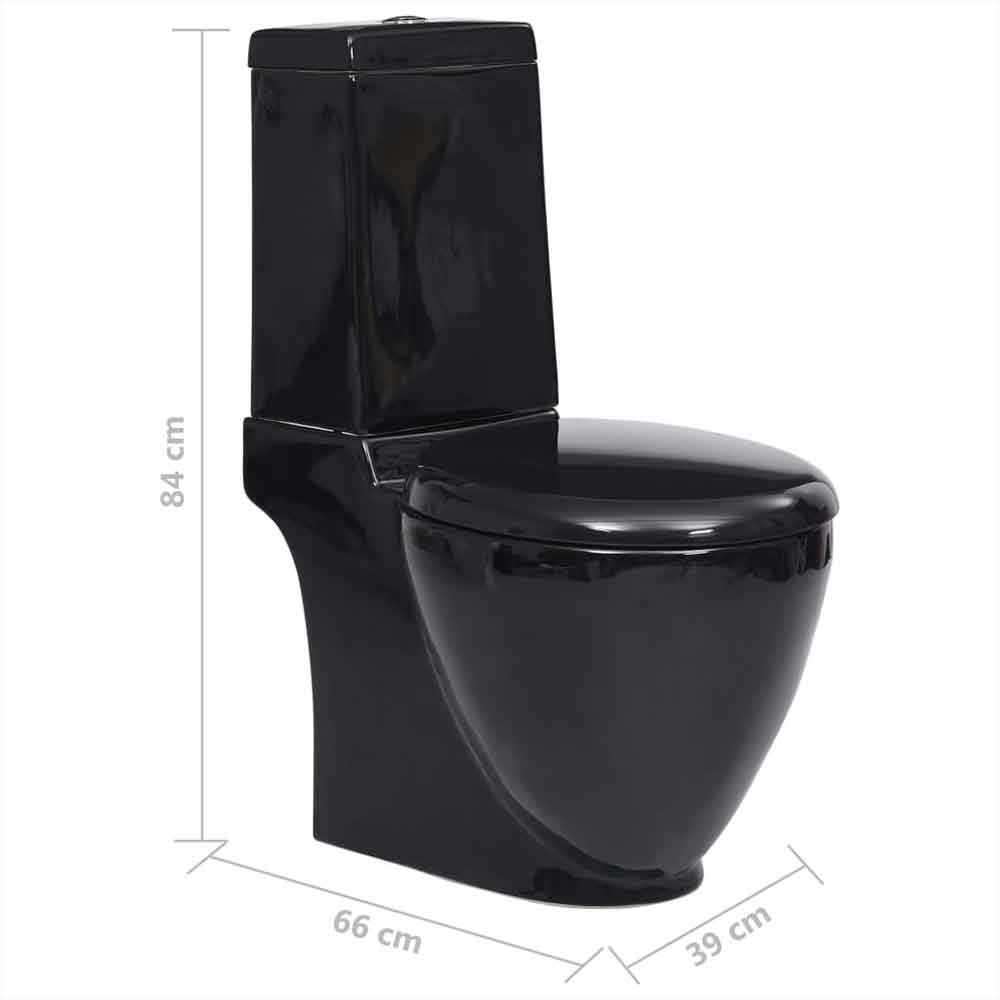 Ada Black Close Coupled Toilet With Vertical Outlet - Soft Close Seat