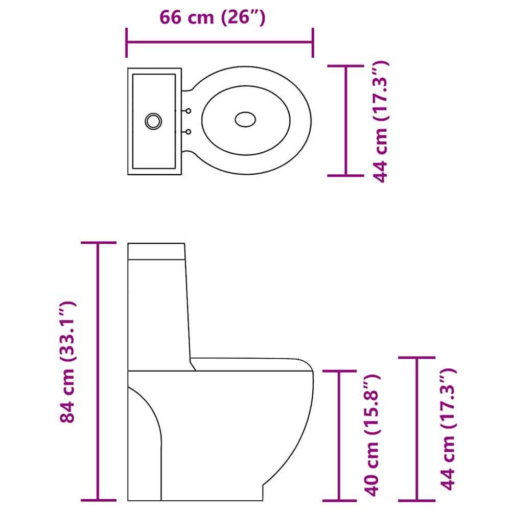Ada Black Close Coupled Toilet With Vertical Outlet - Soft Close Seat