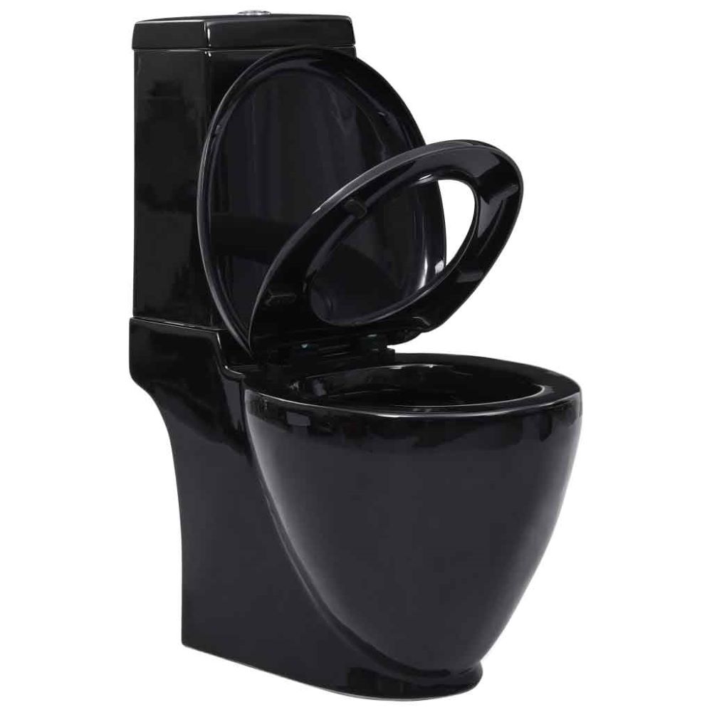 Adel Black Close Coupled Toilet With Horizontal Outlet - Soft Close Seat