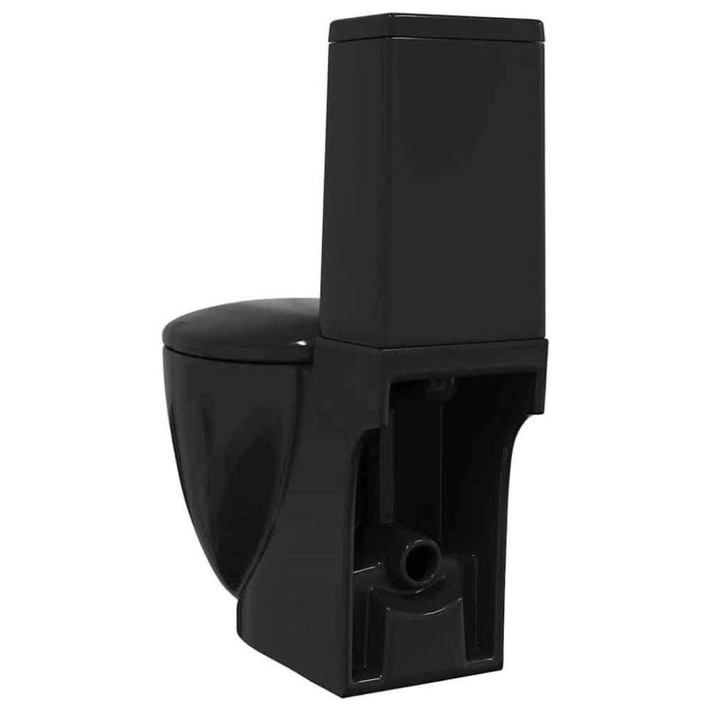 Adel Black Close Coupled Toilet With Horizontal Outlet - Soft Close Seat