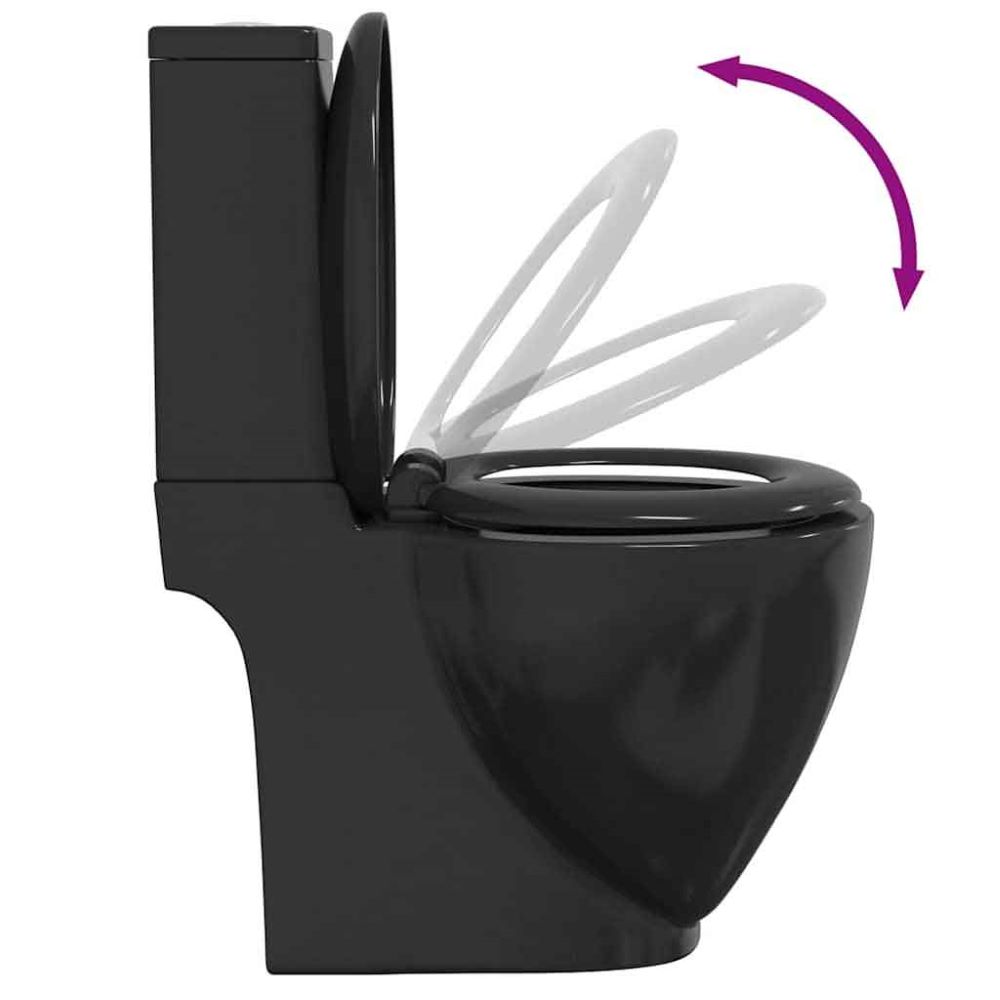 Adel Black Close Coupled Toilet With Horizontal Outlet - Soft Close Seat