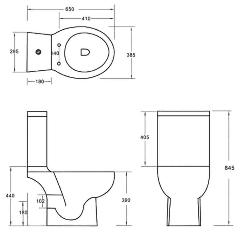 Adel Black Close Coupled Toilet With Horizontal Outlet - Soft Close Seat