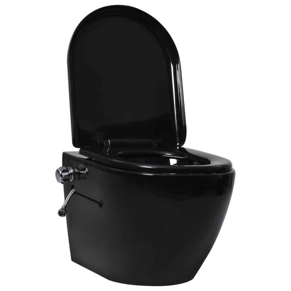 Adel Black Rimless Wall Hung Toilet With Bidet Function - Soft Close Seat