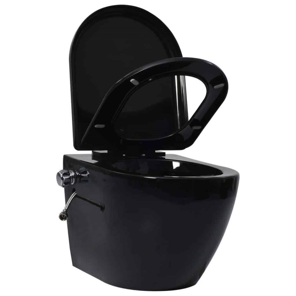 Adel Black Rimless Wall Hung Toilet With Bidet Function - Soft Close Seat