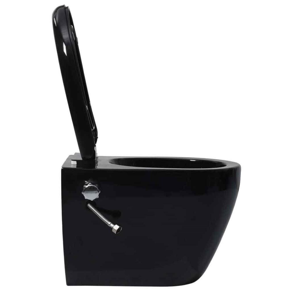Adel Black Rimless Wall Hung Toilet With Bidet Function - Soft Close Seat