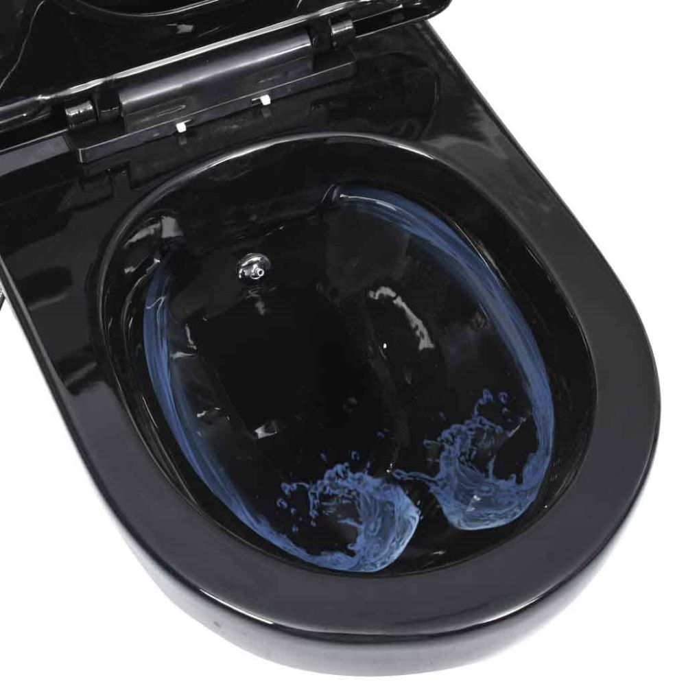 Adel Black Rimless Wall Hung Toilet With Bidet Function - Soft Close Seat