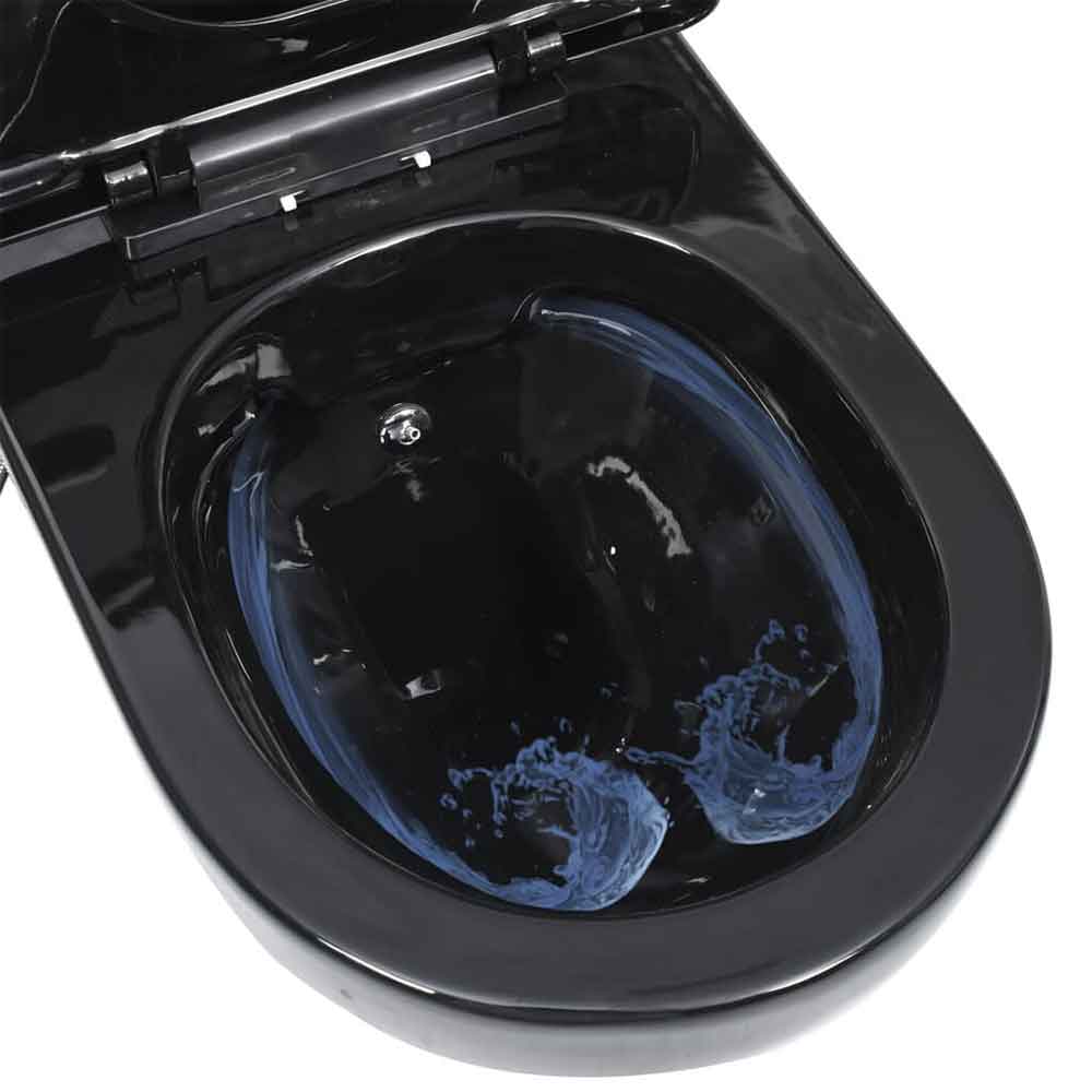 Adel Black Rimless Wall Hung Toilet Pack With Bidet Function - Soft Close Seat