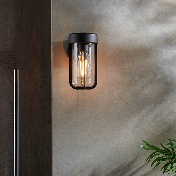 Read more about Adel clear glass shade outdoor wall light in black