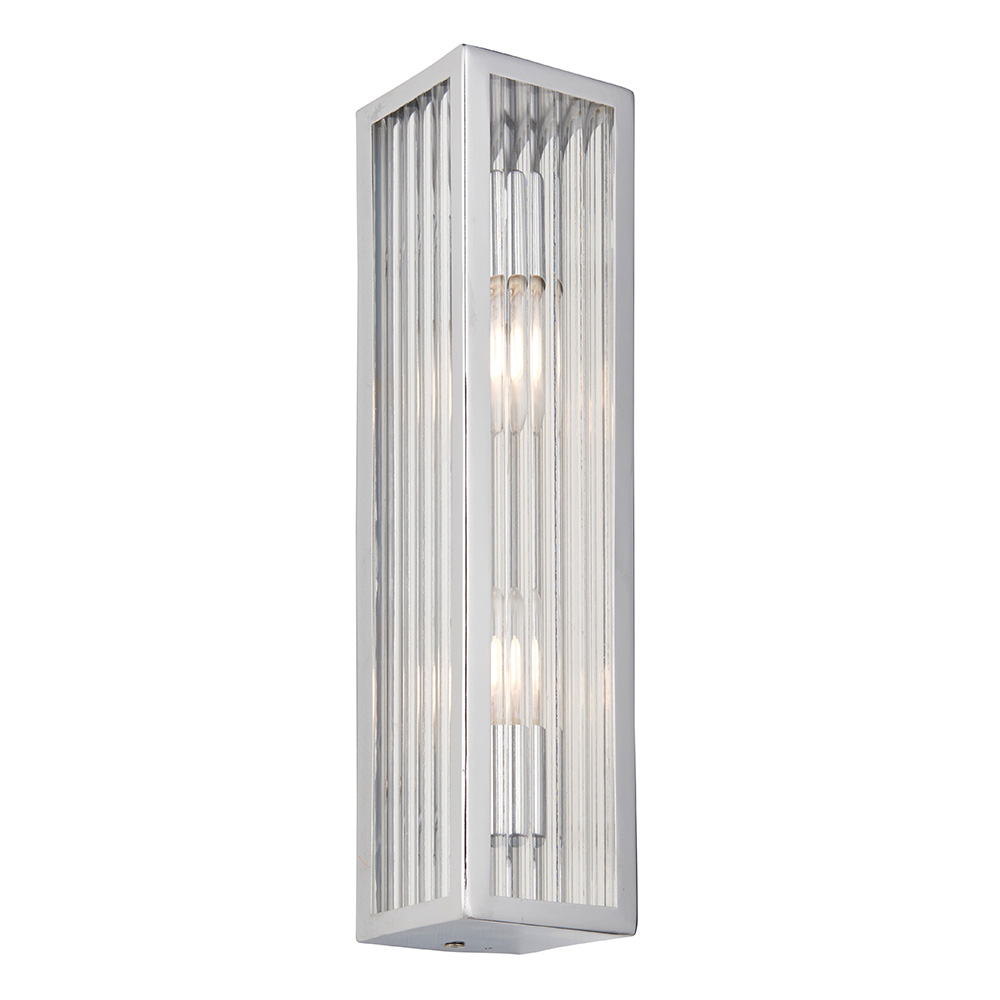 Adel Clear Ribbed Glass Diffuser Bathroom Wall Light In Chrome