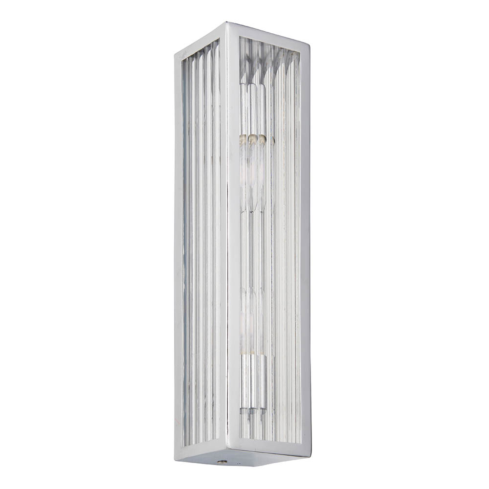 Adel Clear Ribbed Glass Diffuser Bathroom Wall Light In Chrome