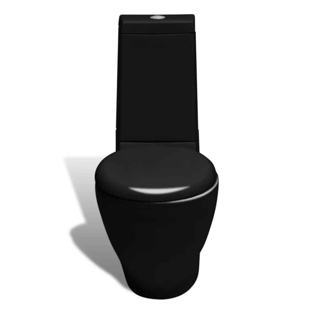 Adel Black Close Coupled Toilet And Bidet With Vertical Outlet - Soft Close Seat