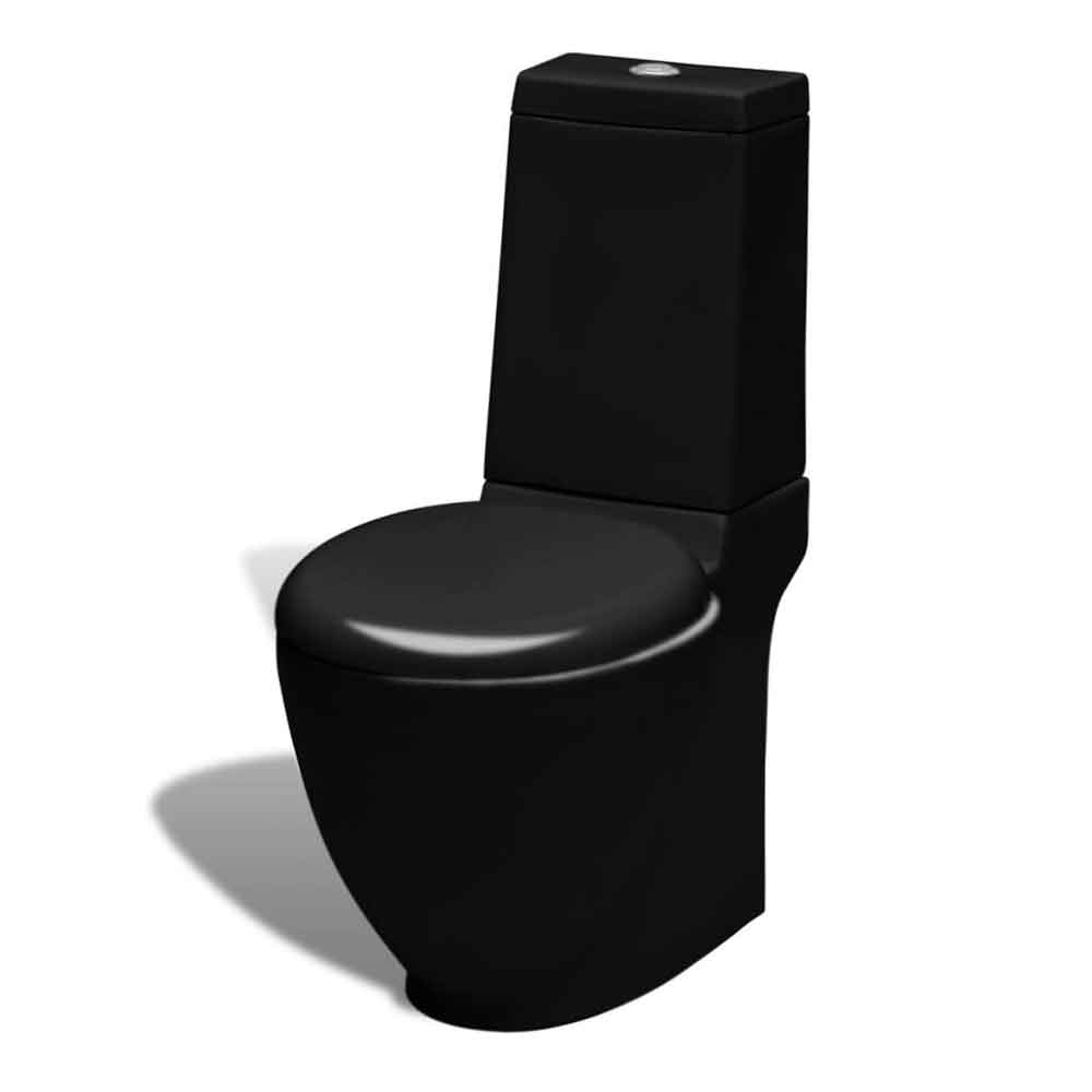 Adel Black Close Coupled Toilet And Bidet With Vertical Outlet - Soft Close Seat