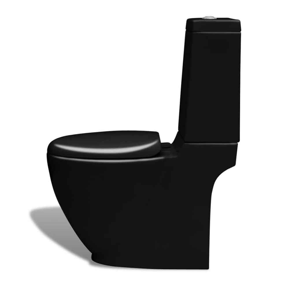 Adel Black Close Coupled Toilet And Bidet With Vertical Outlet - Soft Close Seat