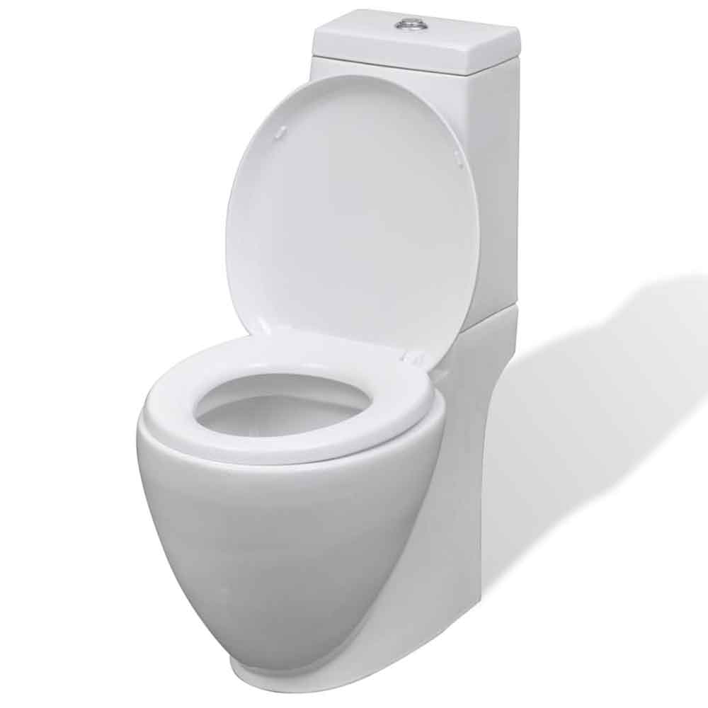 Adel White Close Coupled Toilet And Bidet With Vertical Outlet - Soft Close Seat
