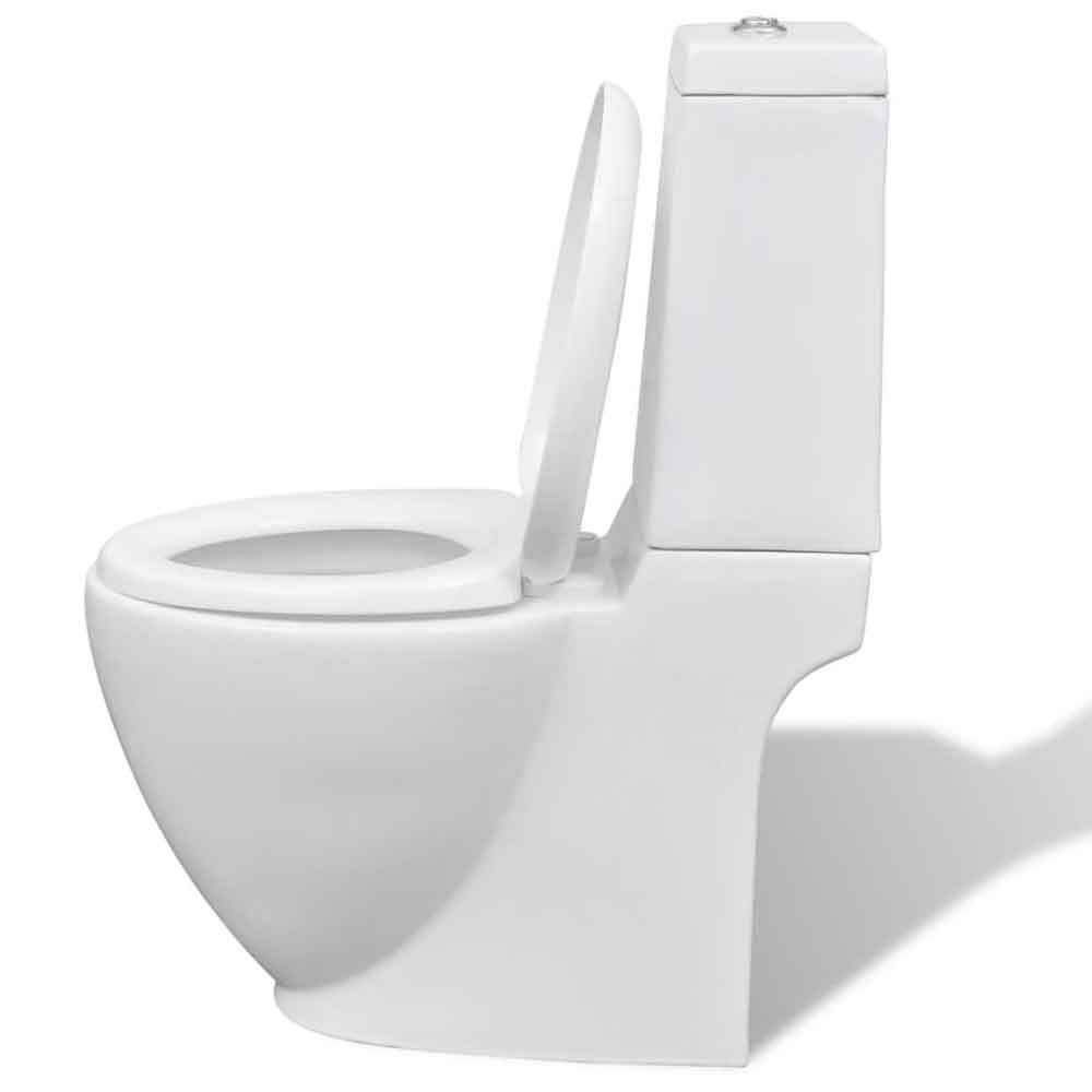 Adel White Close Coupled Toilet And Bidet With Vertical Outlet - Soft Close Seat