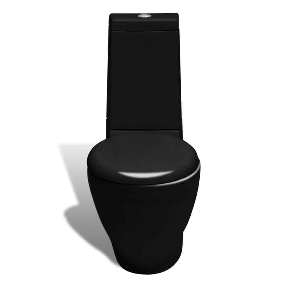 Adel Black Close Coupled Toilet And Bidet With Horizontal Outlet - Soft Close Seat