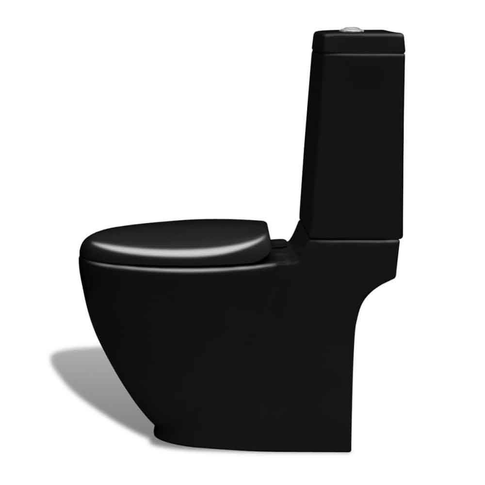 Adel Black Close Coupled Toilet And Bidet With Horizontal Outlet - Soft Close Seat