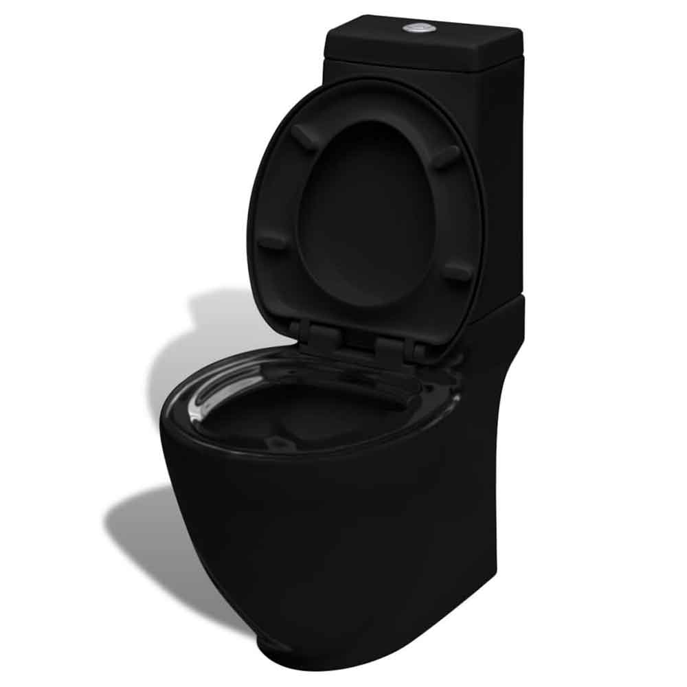 Adel Black Close Coupled Toilet And Bidet With Horizontal Outlet - Soft Close Seat