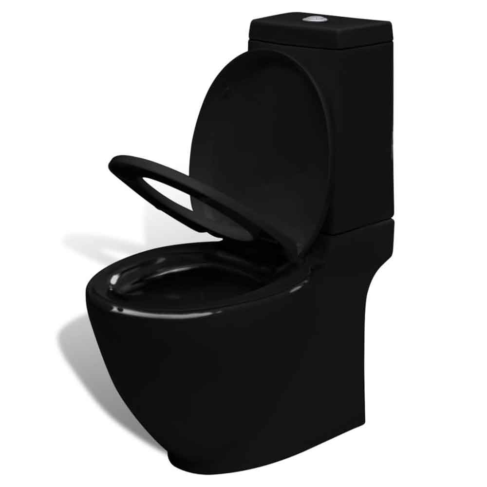 Adel Black Close Coupled Toilet And Bidet With Horizontal Outlet - Soft Close Seat