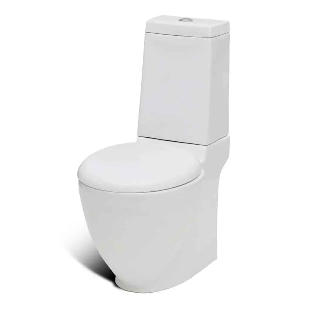 Adel White Close Coupled Toilet And Bidet With Horizontal Outlet - Soft Close Seat