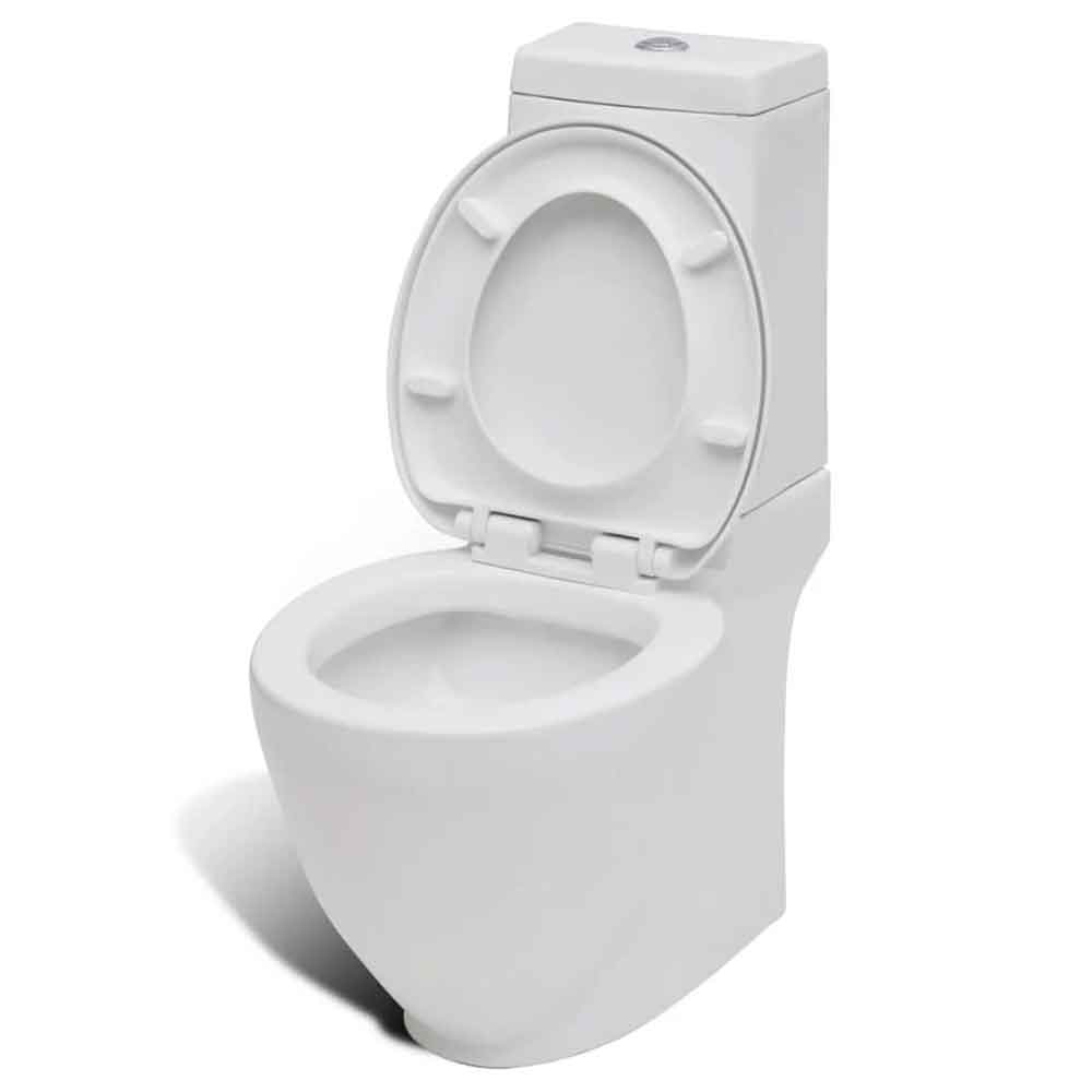 Adel White Close Coupled Toilet And Bidet With Horizontal Outlet - Soft Close Seat