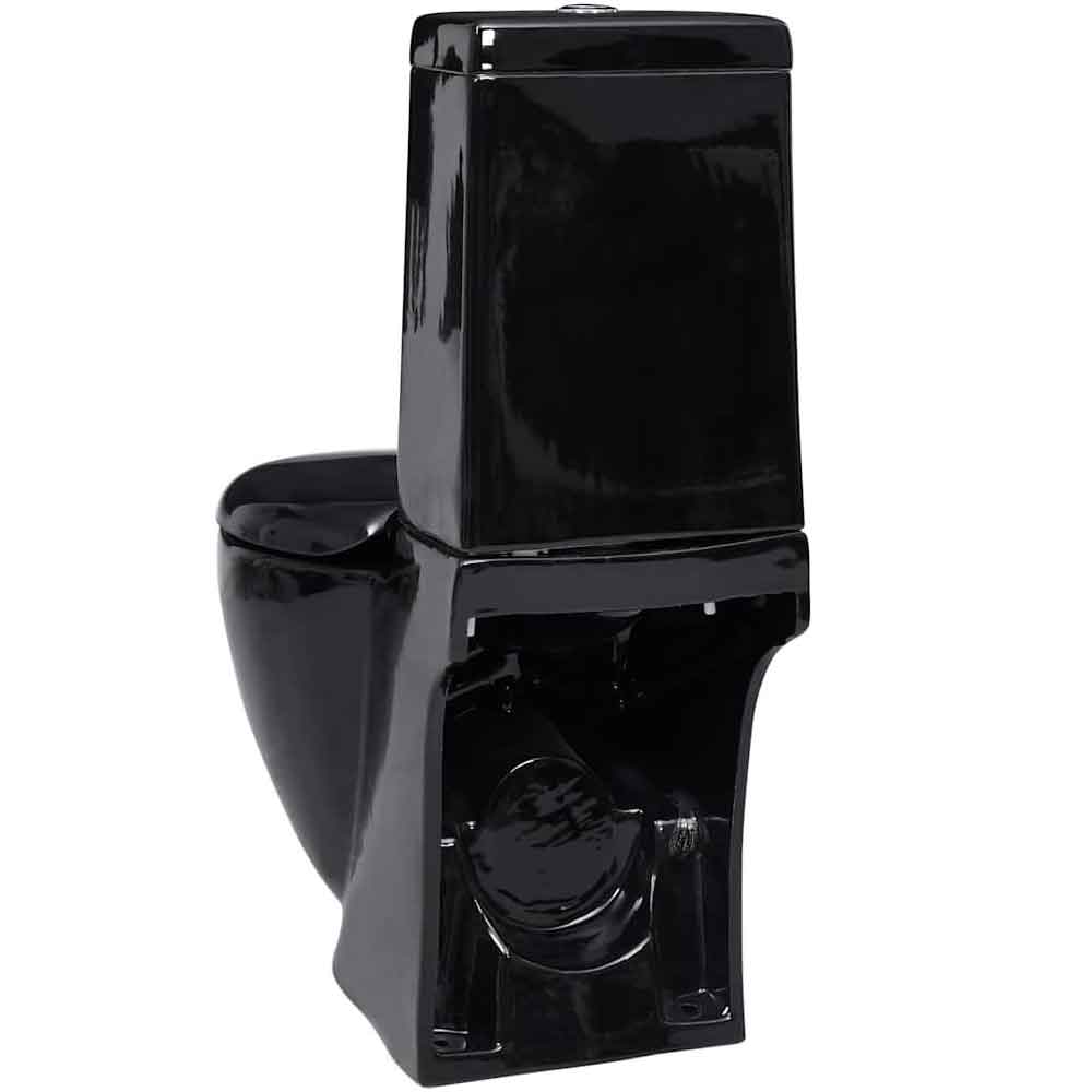 Adel Black Close Coupled Toilet With Vertical Outlet - Soft Close Seat