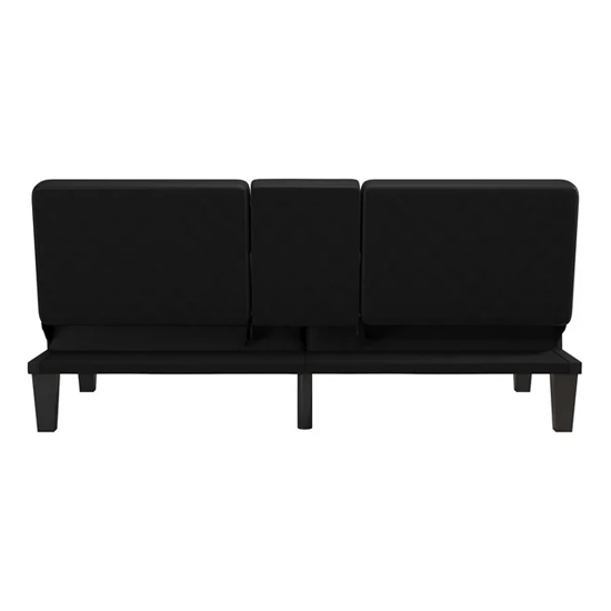 Adel Convertible Futon Faux Leather Sofa Bed In Black