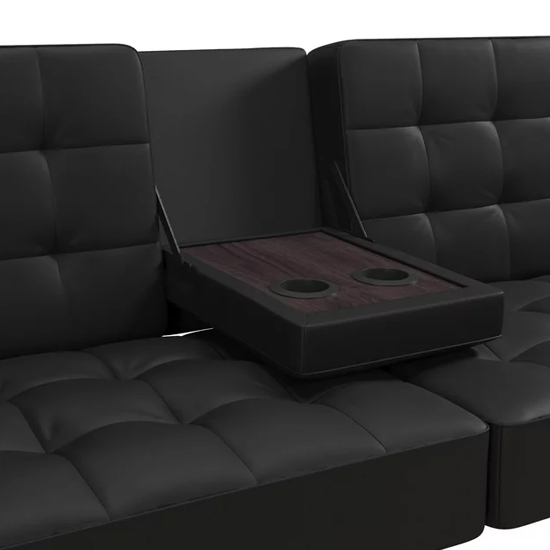 Adel Convertible Futon Faux Leather Sofa Bed In Black