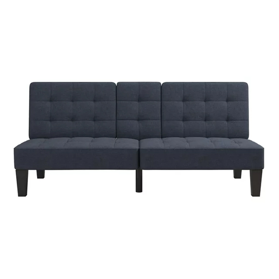 Adel Convertible Futon Linen Fabric Sofa Bed In Blue