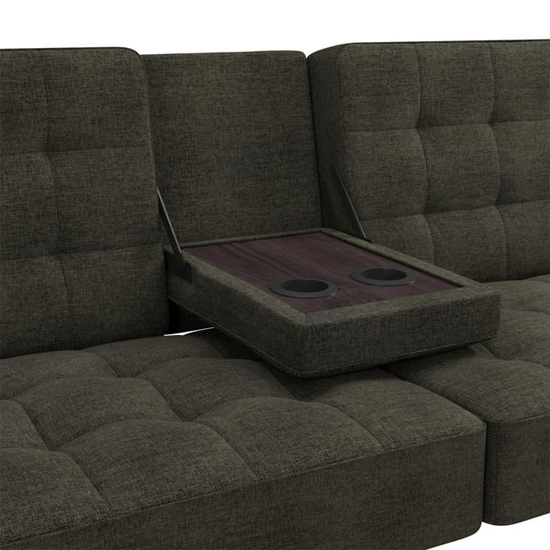 Adel Convertible Futon Linen Fabric Sofa Bed In Grey