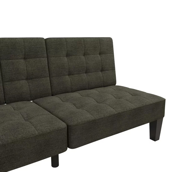Adel Convertible Futon Linen Fabric Sofa Bed In Grey