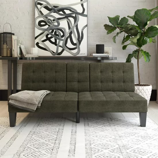Adel Convertible Futon Linen Fabric Sofa Bed In Grey