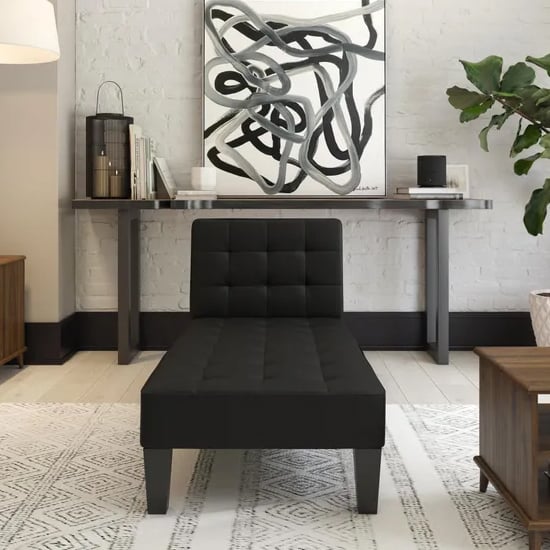 Read more about Adel faux leather lounge chaise chair in black