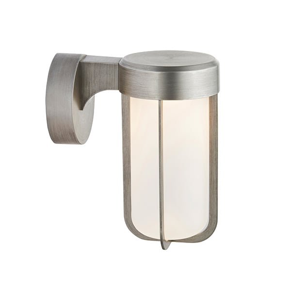 Adel Frosted Glass Shade LED Outdoor Wall Light In Silver