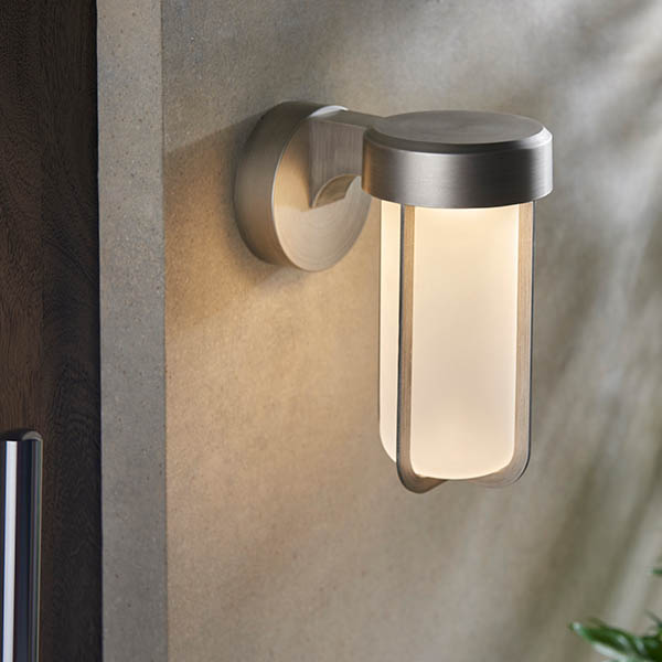 Read more about Adel frosted glass shade led outdoor wall light in silver