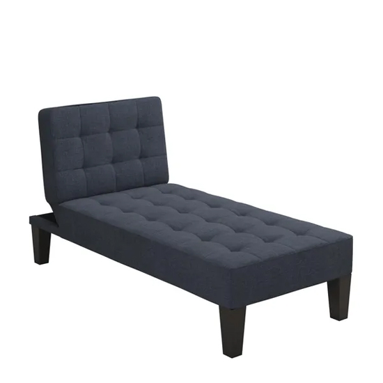 Adel Linen Fabric Lounge Chaise Chair In Blue