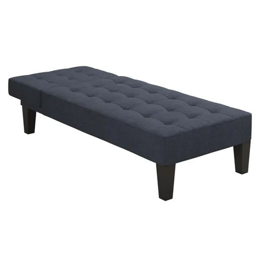 Adel Linen Fabric Lounge Chaise Chair In Blue