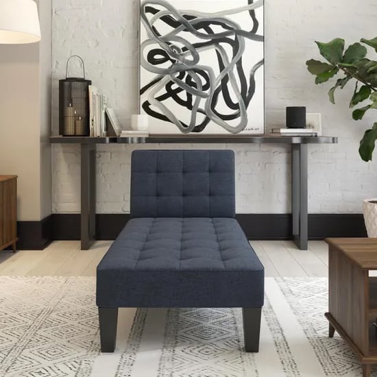 Read more about Adel linen fabric lounge chaise chair in blue