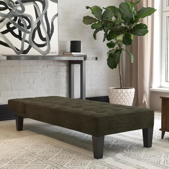 Adel Linen Fabric Lounge Chaise Chair In Grey