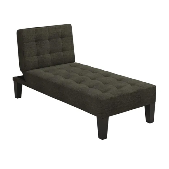 Adel Linen Fabric Lounge Chaise Chair In Grey