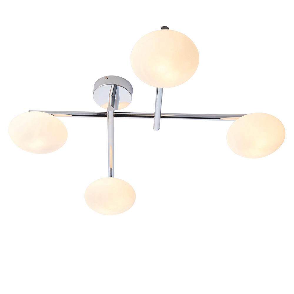 Adel Matt Opal Glass Shade Bathroom Semi Flush In Chrome