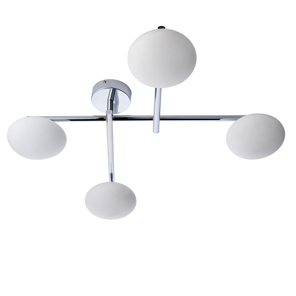 Adel Matt Opal Glass Shade Bathroom Semi Flush In Chrome