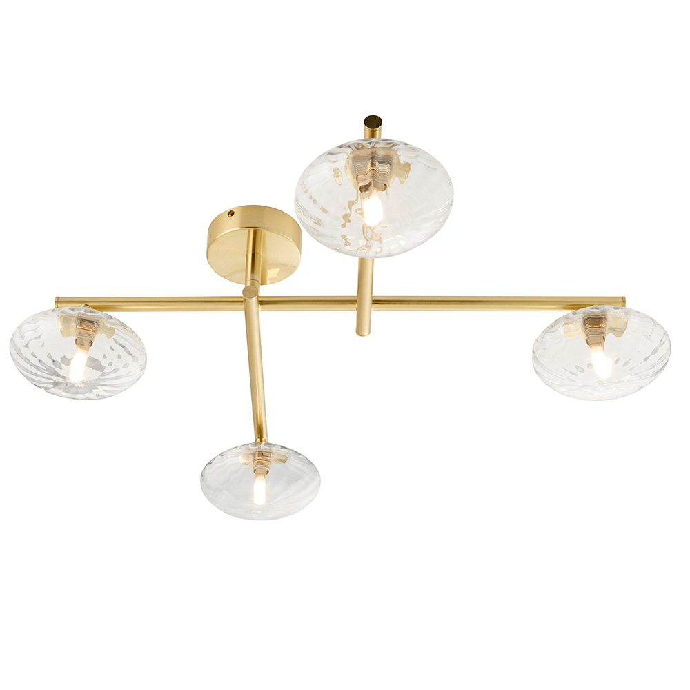 Adel Ribbed Glass Shade Bathroom Semi Flush Light In Brass